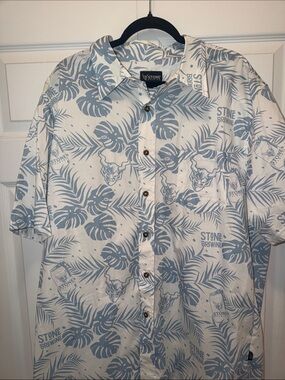 Stone Brewing Men's Short-Sleeve Tropical Shirt - Light Blue